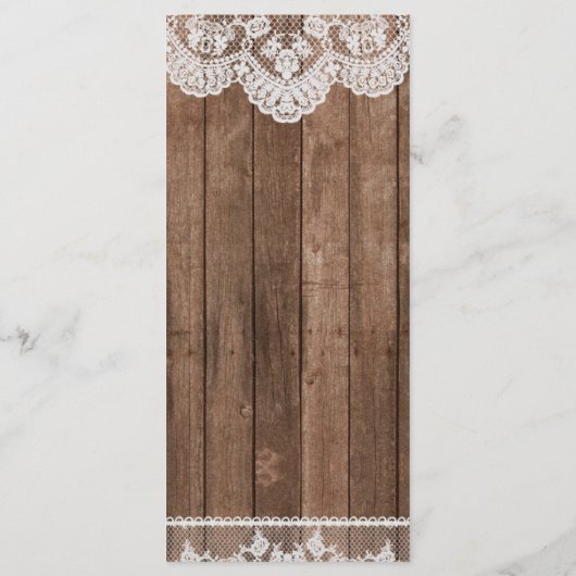 Rustiek Wit Kant en Hout Slank Diner Menu (Achterkant)