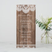 Rustiek Wit Kant en Hout Slank Diner Menu (Staand voorkant)