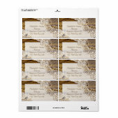 Rustiek wit kant op houten bruiloft etiket (Full Sheet)