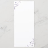 Rustiek Wit & Lavendel Bloemen Bruiloft Menu Kaart (Achterkant)