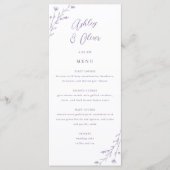 Rustiek Wit & Lavendel Bloemen Bruiloft Menu Kaart (Voorkant)