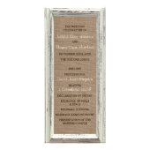 Rustiek Wit Lijst & Burlap Trouwprogramma Reclamekaart (Voorkant)