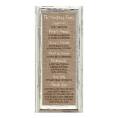 Rustiek Wit Lijst & Burlap Trouwprogramma Reclamekaart (Achterkant)
