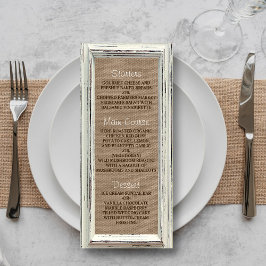 Rustiek Wit Lijst & Burlap Wedding Menu