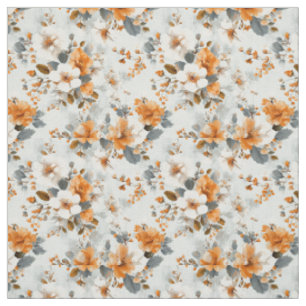 Rustiek wit oranje botanisch vintage boho bloemmot stof