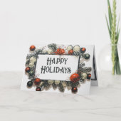 Rustiek Wit  Pine Ornament Lijst Familie Feestdagen Kaart (Voorkant)