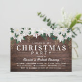 Rustiek Wit Poinsietta Feestelijk Kerstfeest Kaart (Staand voorkant)