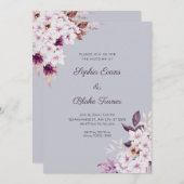 Rustiek Wit Roze Bloemen Boho Wolk Grijs Bruiloft Kaart (Voorkant / Achterkant)