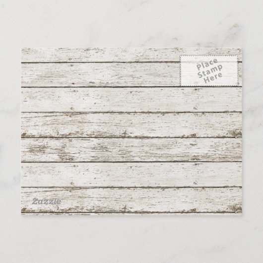 Rustiek  wit schuurhout bewaar de datum aankondigingskaart (Achterkant)
