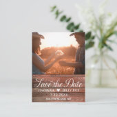 Rustiek Wit Script Foto Bruiloft Save the Date Briefkaart (Staand voorkant)