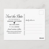 Rustiek Wit Script Foto Bruiloft Save the Date Briefkaart (Achterkant)