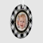 Rustiek Wit Zwart Plaid Eerste Grootouders Foto Ornament (voorkant)