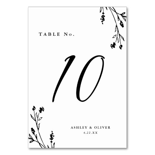 Rustiek Wit & Zwart Wildbloemen Boho Bruiloft Kaart (Voorkant)