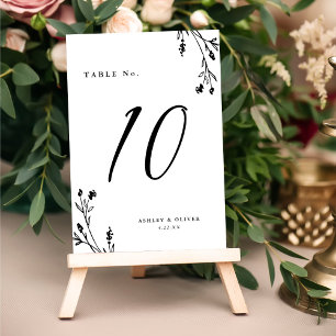 Rustiek Wit & Zwart Wildbloemen Boho Bruiloft Kaart