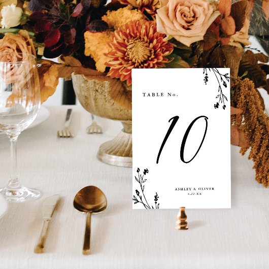 Rustiek Wit & Zwart Wildbloemen Boho Bruiloft Kaart