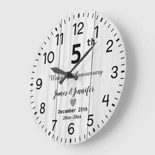 Rustiek Witte Houten 5e Trouwdag Huwelijksjubileum Grote Klok (Hoek)