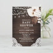 Rustiek Wood Boho Floral Baby shower Kaart (Staand voorkant)