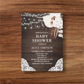 Rustiek Wood Boho Floral Baby shower Kaart