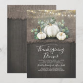 Rustiek Wood Burlap Pompoen Thanksgiving Diner Kaart (Voorkant / Achterkant)