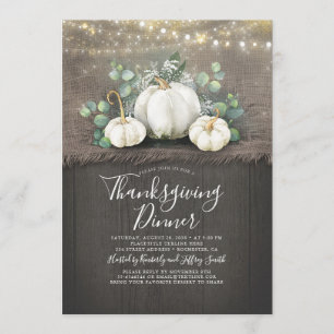 Rustiek Wood Burlap Pompoen Thanksgiving Diner Kaart
