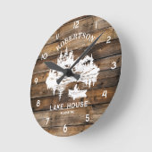 Rustiek Wood Lake House Scène Familienaam Ronde Klok (Hoek)