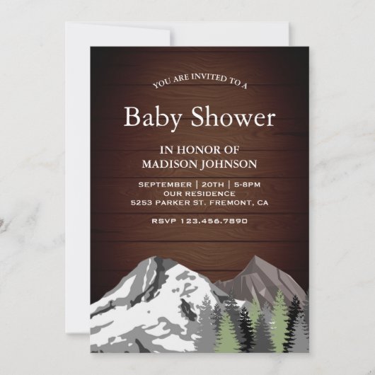 Rustiek Wood Mountain Forest Baby shower Kaart (Voorkant)