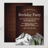 Rustiek Wood Mountain Forest Verjaardagsfeest Kaart (Voorkant / Achterkant)