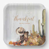 Rustiek Wood Western Thema Thanksgiving Diner Papieren Bordje (Voorkant)