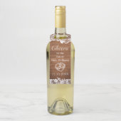 Rustiek Wood & White Lace Cheers Vrijgezellenfeest Flessenhanger (Op fles)