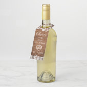 Rustiek Wood & White Lace Cheers Vrijgezellenfeest Flessenhanger (Schuin)