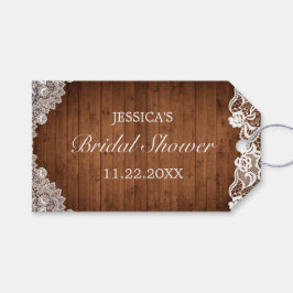 Rustiek Wood & White Lace Vrijgezellenfeest Dank u Cadeaulabel