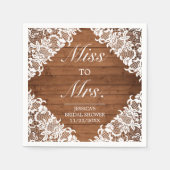 Rustiek Wood & White Lace Vrijgezellenfeest Ms to  Servet (Voorkant)