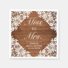 Rustiek Wood & White Lace Vrijgezellenfeest Ms to  Servet