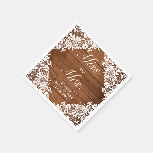 Rustiek Wood & White Lace Vrijgezellenfeest Ms to  Servet (Hoek)