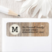 Rustiek Woodgrain Monogram Adreslabel Etiket (Insitu)