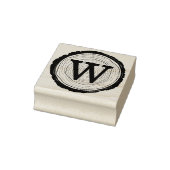 rustiek Woodgrain Tree Slice Monogram Rubberstempel (Stempel)
