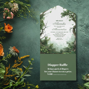 Rustiek Woodland Adventure Baby shower All In One Uitnodiging