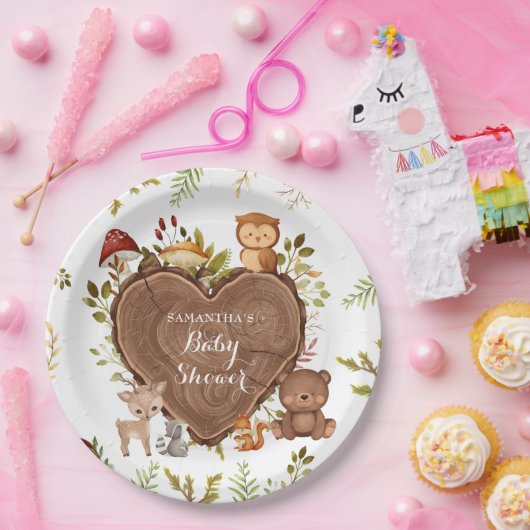 rustiek Woodland Animals Baby shower Papieren Bordje (Feest)