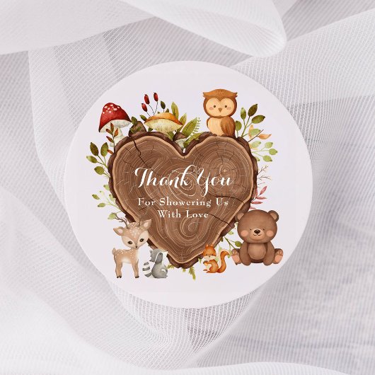rustiek Woodland Animals Baby shower Ronde Sticker
