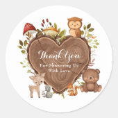 rustiek Woodland Animals Baby shower Ronde Sticker (Voorkant)