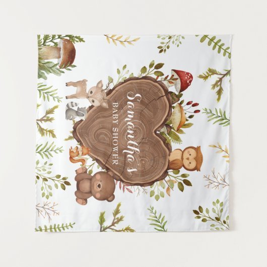 rustiek Woodland Animals Baby shower Wandkleed (Voorkant (horizontaal))