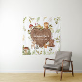 rustiek Woodland Animals Baby shower Wandkleed (In situ)