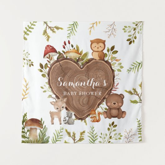 rustiek Woodland Animals Baby shower Wandkleed (Voorkant)