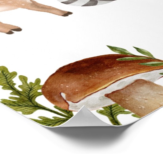 rustiek Woodland Animals Baby shower Welkomstbord Poster (Hoek)