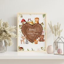 rustiek Woodland Animals Baby shower Welkomstbord