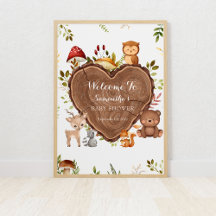 rustiek Woodland Animals Baby shower Welkomstbord