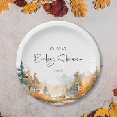 Rustiek Woodland Autumn Forest Baby shower Papieren Bordje