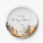 Rustiek Woodland Autumn Forest Baby shower Papieren Bordje (Voorkant)