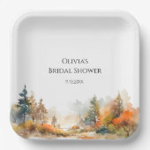Rustiek Woodland Autumn Forest Vrijgezellenfeest Papieren Bordje (Voorkant)