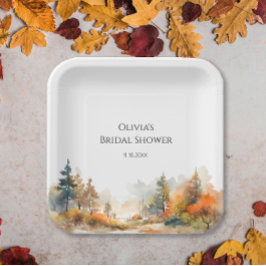 Rustiek Woodland Autumn Forest Vrijgezellenfeest Papieren Bordje